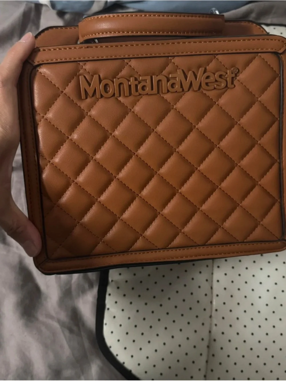 Montana West Quilted Tan Brown Crossbody Messenger Bag
